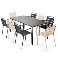 GARTENSET 9-tlg.,Grau/Elfenbeinfarbe - Creme/Grau, Metall - Oviala