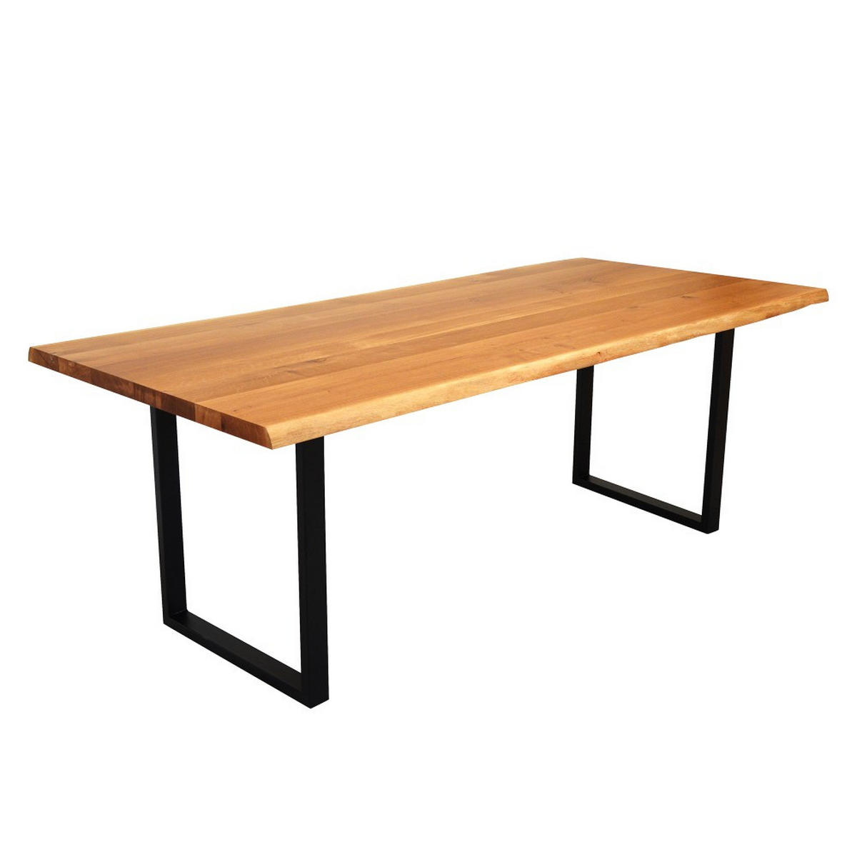 ESSTISCH 220 x 100 cm ULYSSE – 10 Personen / Massive Eiche, geölt - Schwarz/Naturfarben, Holz/Metall (220/100/75cm) - Weber Industries