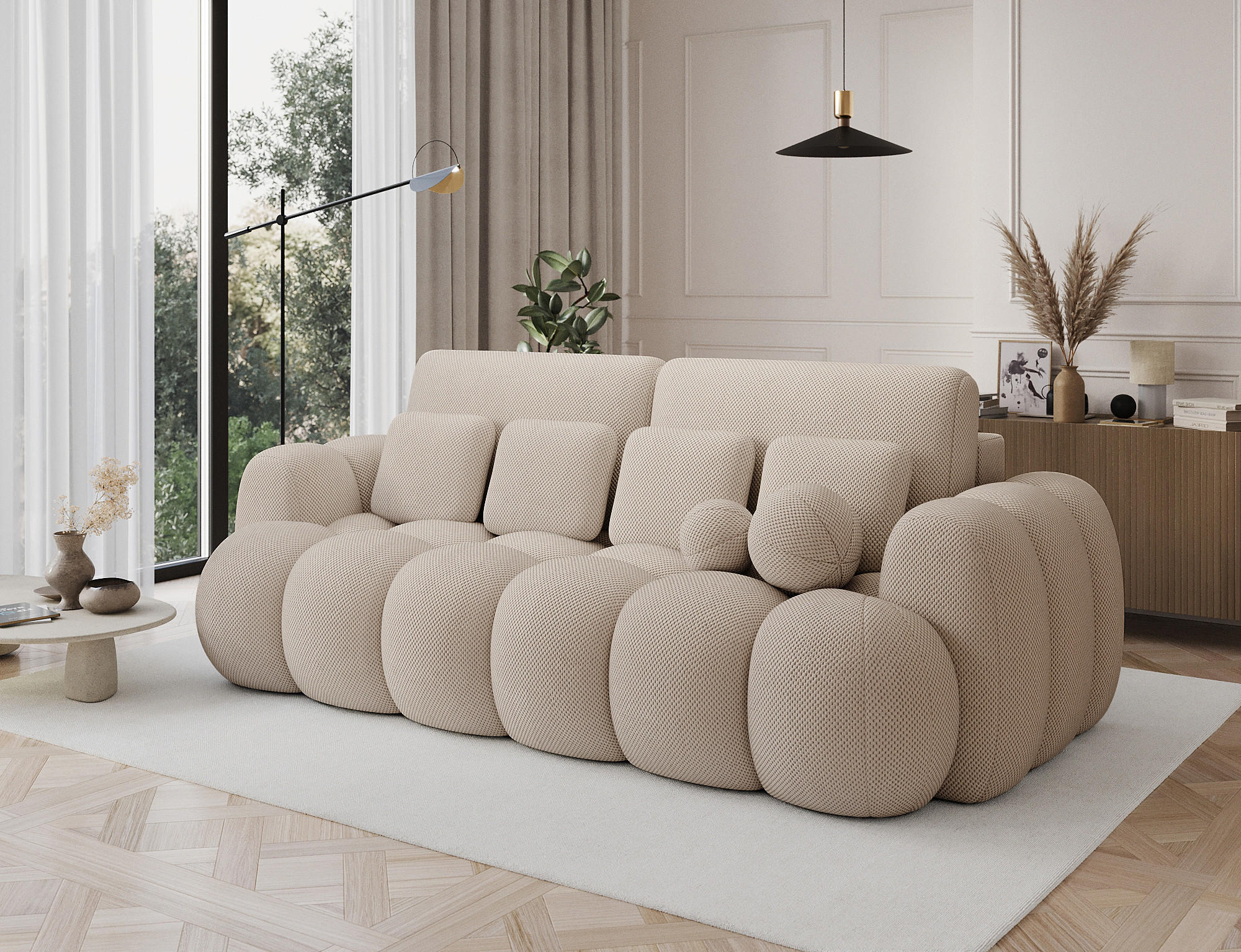 SOFA Elvento - Warmes beige (Calmora 18) - Sandfarben, Holzwerkstoff (256/105/119cm) - Möblo