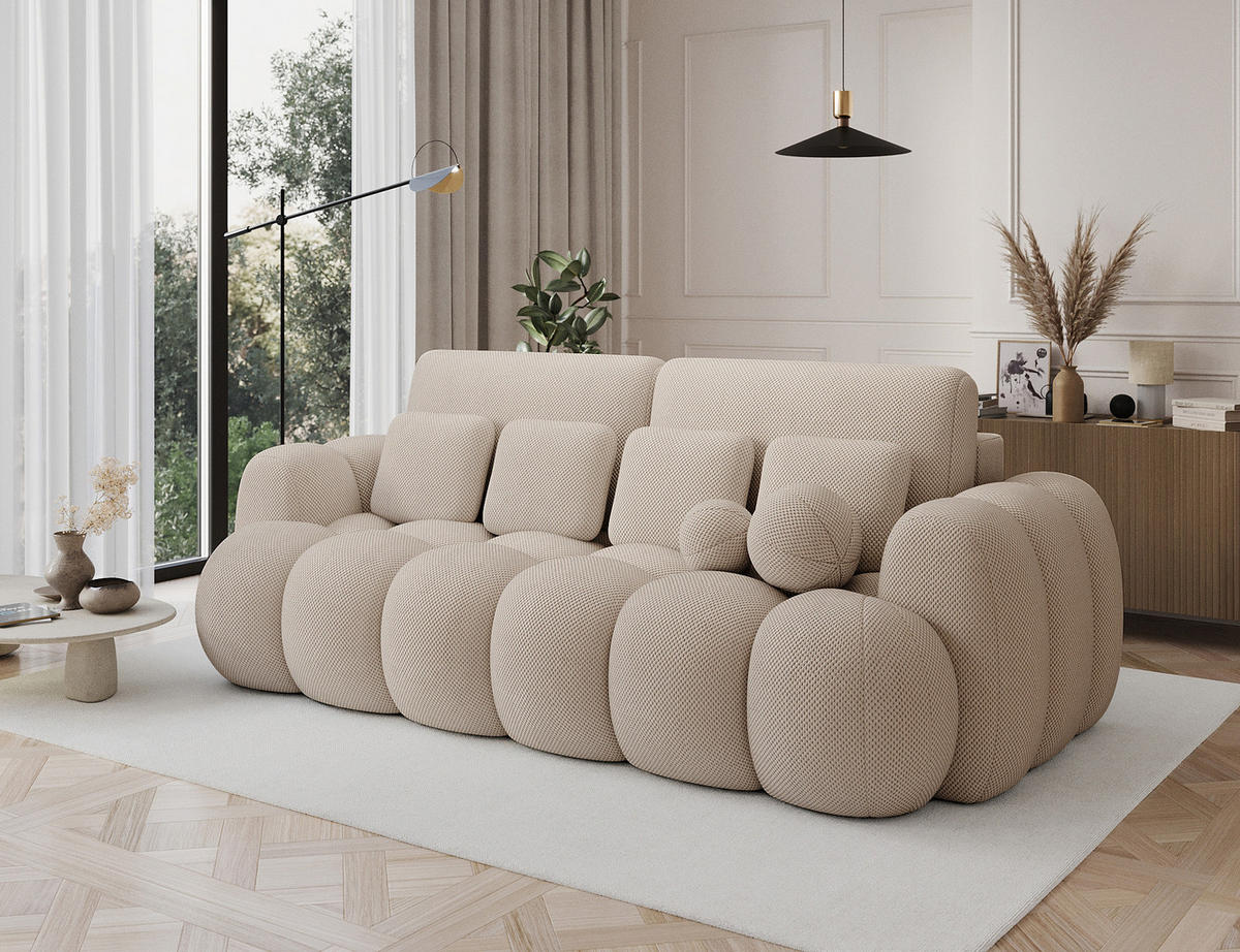 SOFA Elvento - Warmes beige (Calmora 18) - Sandfarben, Holzwerkstoff (256/105/119cm) - Möblo