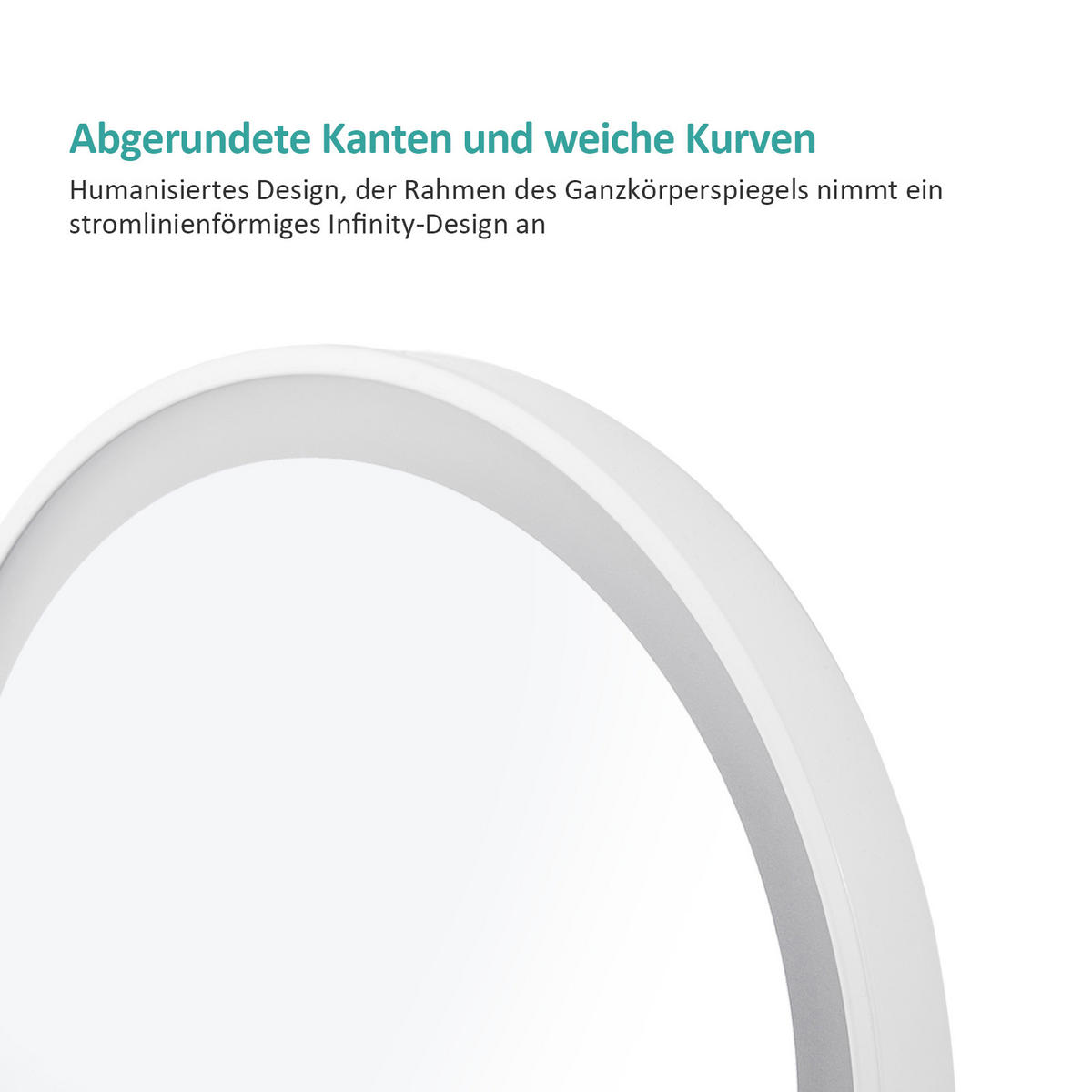 STANDSPIEGEL mit Beleuchtung und Rahmen weiß 160/60 cm - Weiß, Glas/Metall (60/160/160cm) - EMKE