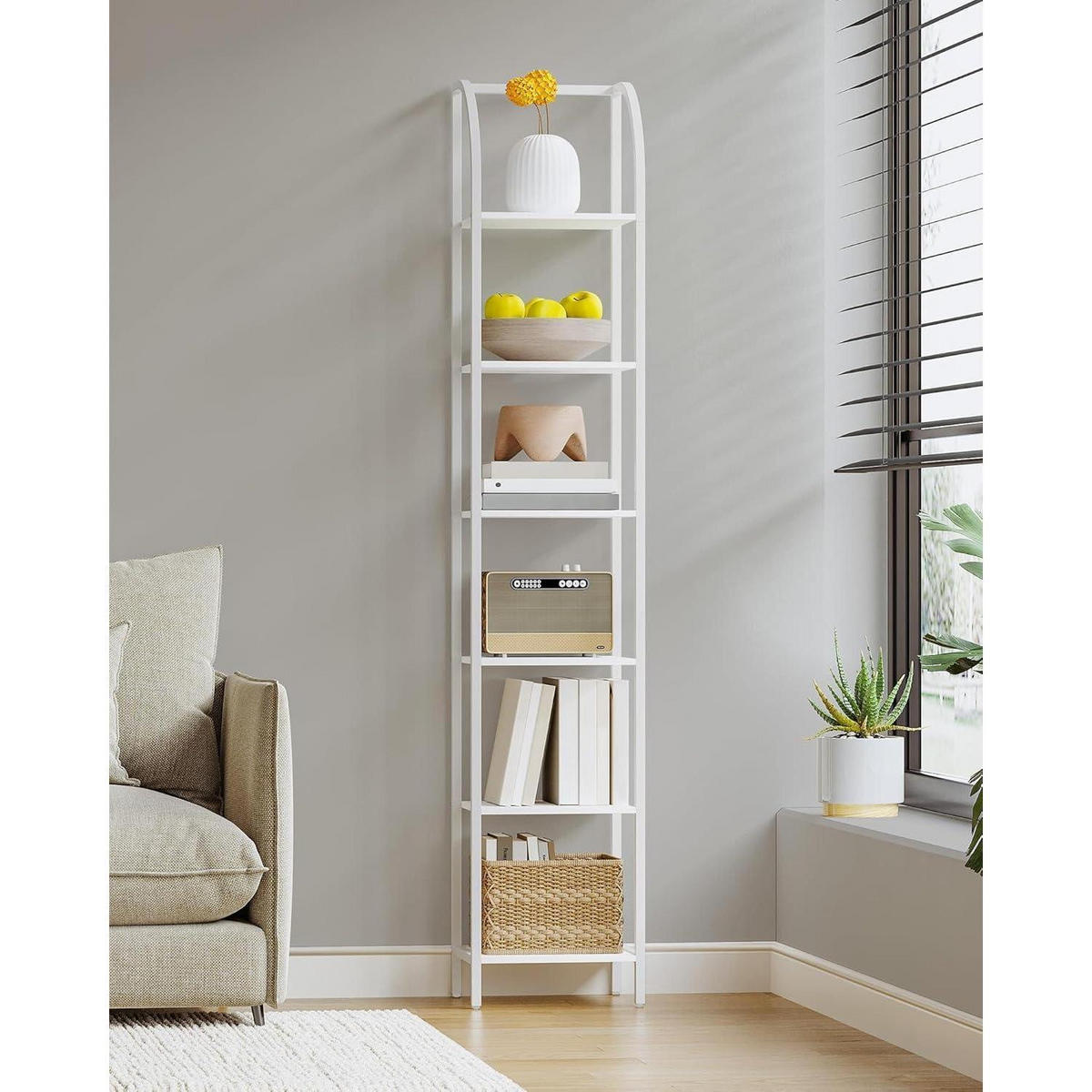 BÜCHERREGAL 6 Ebenen Weiß 30 x 33,6 x 182,5 cm - Weiß, Metall (33.6/182.5/30cm)