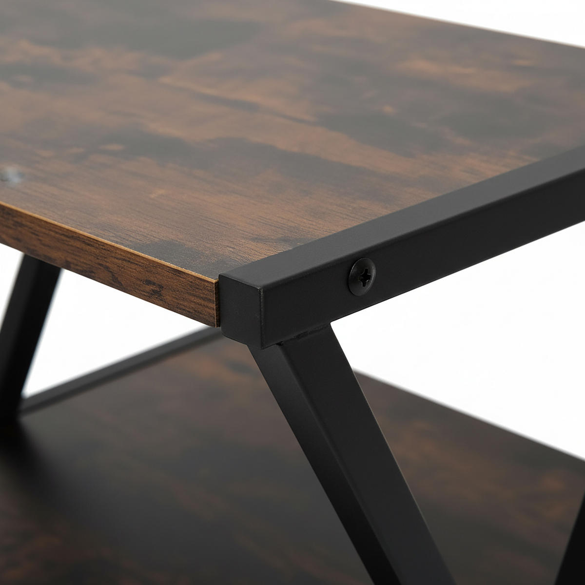 DRUCKERSTÄNDER Schwarz Industrial mit Rollen 2 Ebenen - Braun, Holzwerkstoff/Kunststoff (28/44/30cm) - Relaxdays