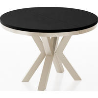 ESSTISCH Clara Beige Cashmere runder ausziehbarer, Schwarz 100-180/100/76 cm - Kaschmir/Schwarz, Holzwerkstoff/Metall (100/100/76cm) - WFL GROUP
