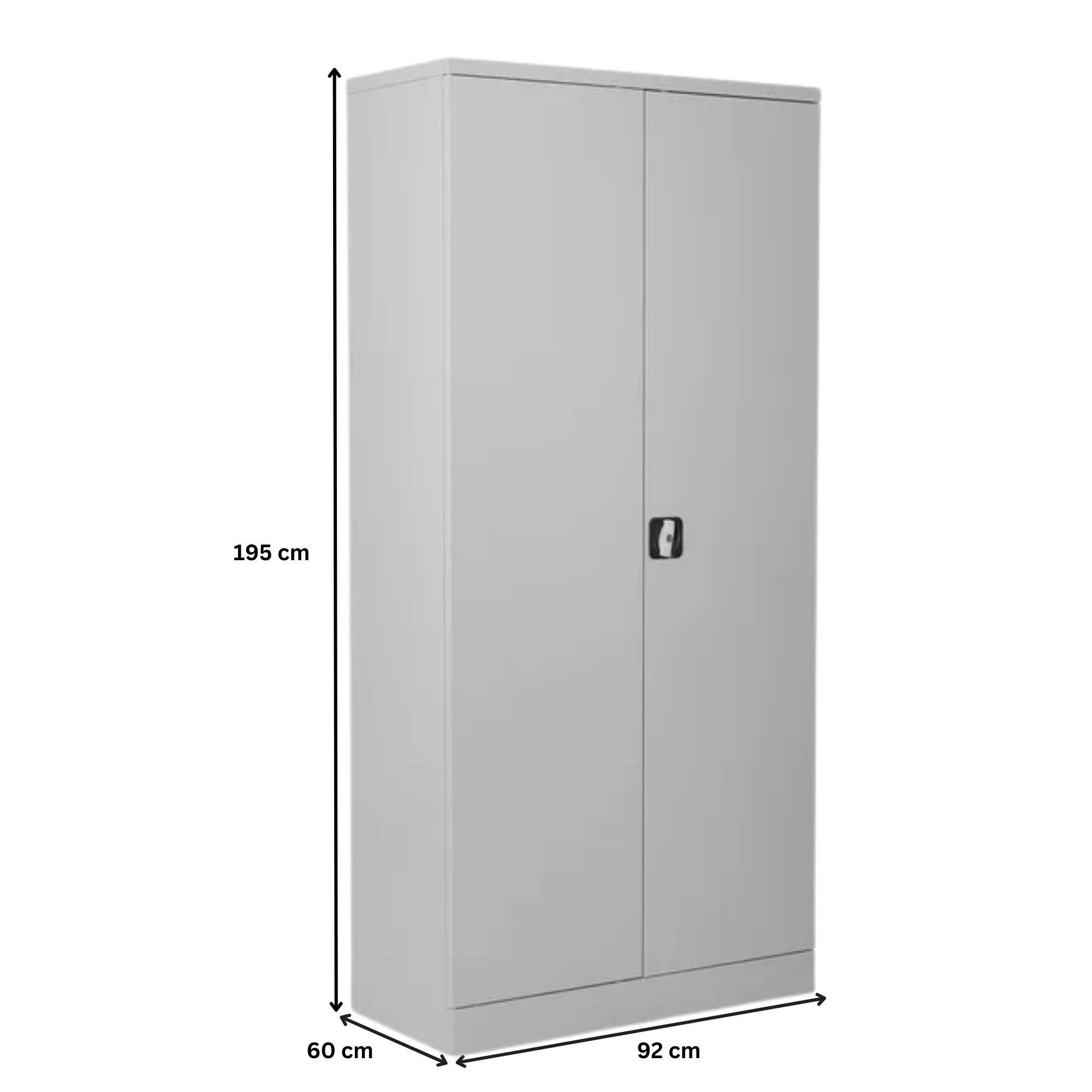 STAHLSCHRANK Bee mit 8 lackierten Fachböden 195x92x60 cm Korpusfarbe Lichtgrau Frontfarbe Lichtgrau - Hellgrau, Metall (92/195/60cm)
