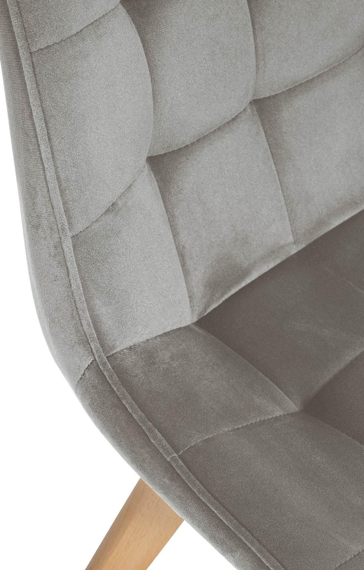 STUHL 2er Set Samt grau - Eukalyptusholzfarben/Grau, Holz/Textil (54/84/63cm) - CLP
