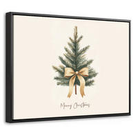LEINWAND Bilder mit Rahmen - Weihnachtsbaum - Weihnachten - Frohe Weihnachten - Beige - 40x30 - Sandfarben, Textil (40/30cm) - MuchoWow