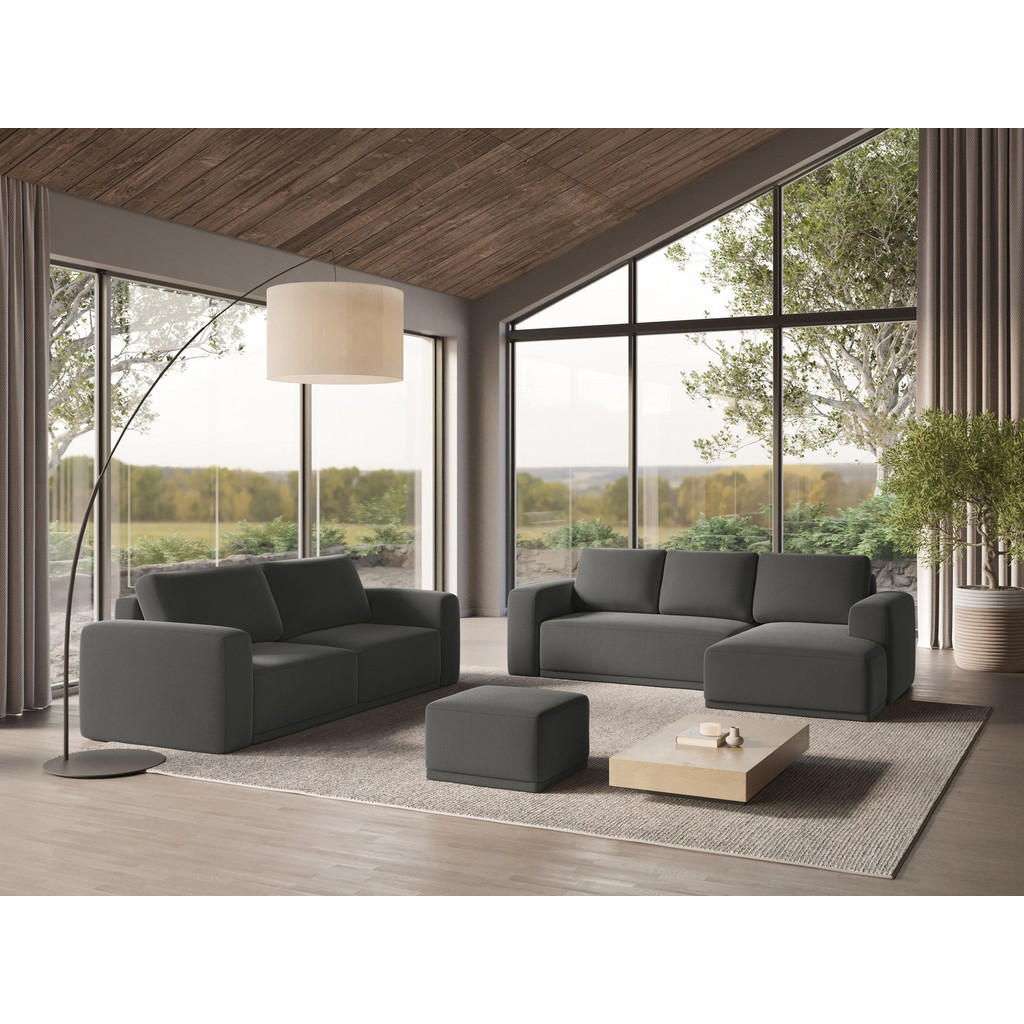 Thumbnail - Makamii Wohnlandschaft, Dunkelgrau, Textil, 4-Sitzer, Füllung: Schaumstoff, U-Form, 333x91x160 cm, Made in EU, Wohnzimme...
