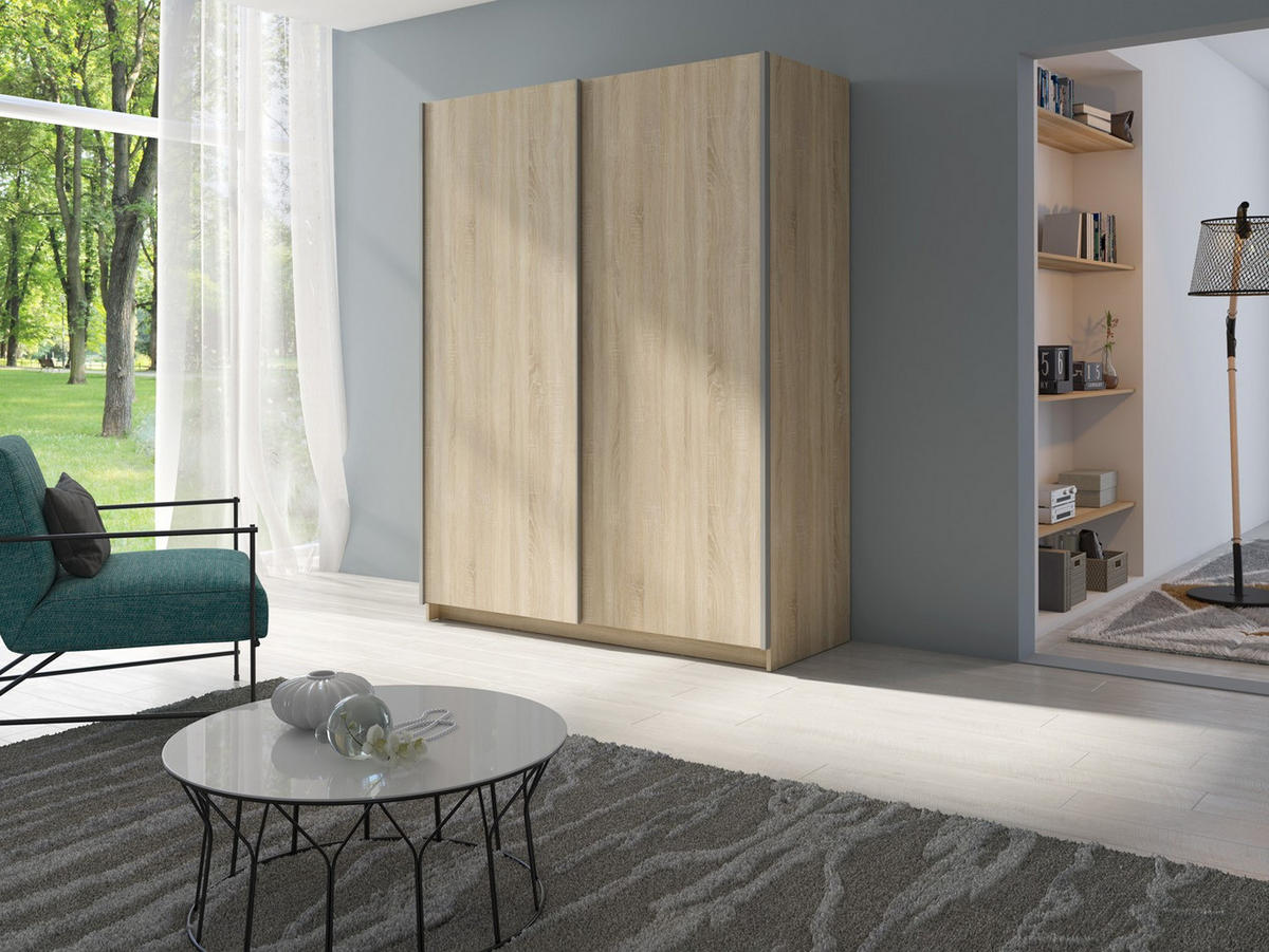 SCHWEBETÜRENSCHRANK ELRON 150,6/198,5/62cm 2-türig Sonoma Eiche - Sonoma Eiche, Holzwerkstoff (150.6/198.5/62cm) - MASSENO