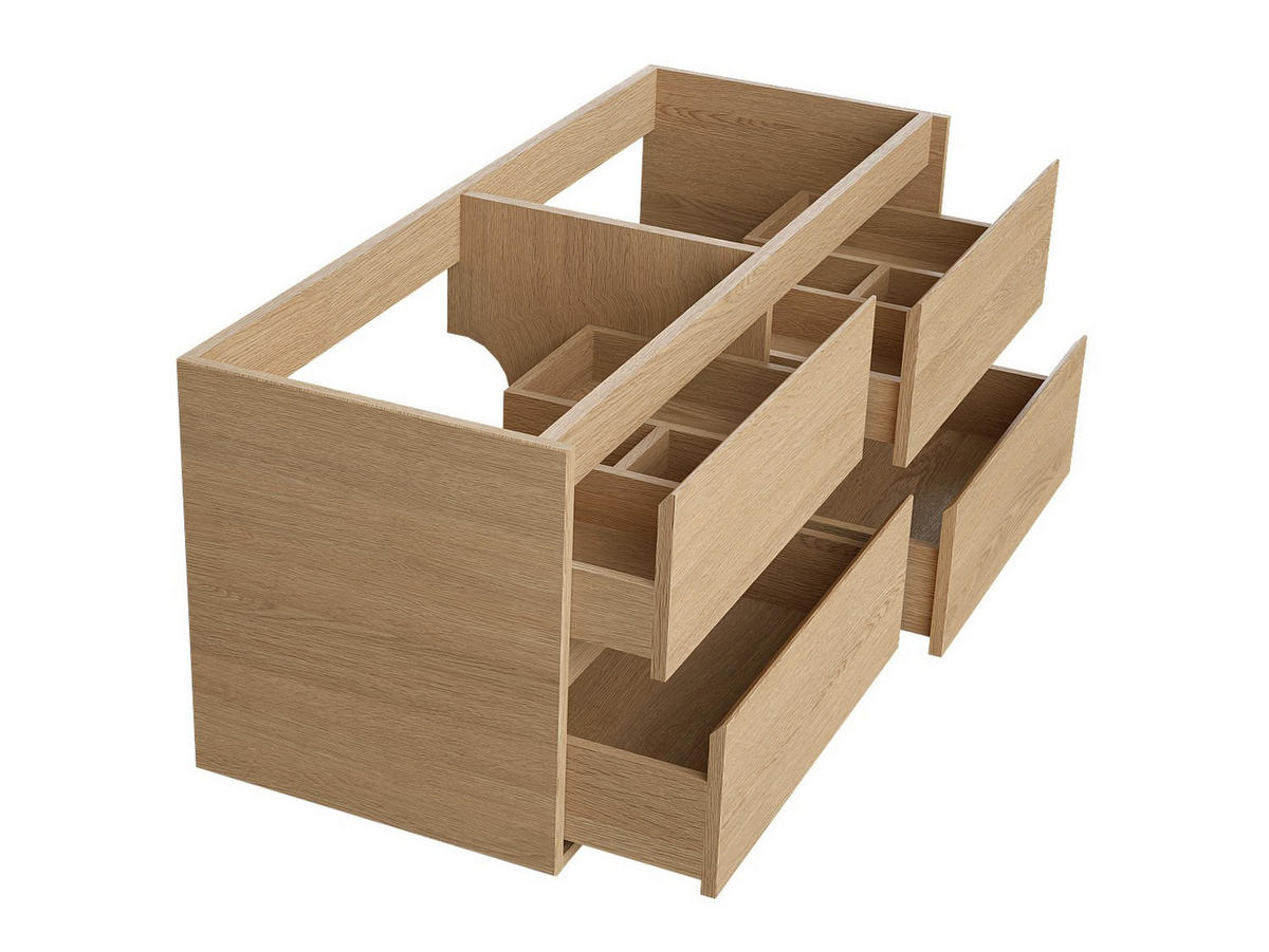 WASCHBECKENUNTERSCHRANK hängend mit Platte - 120 cm - Eichenholzfurnier - MILIPAM - Naturfarben, Holz (120/50/45cm) - Vente-Unique