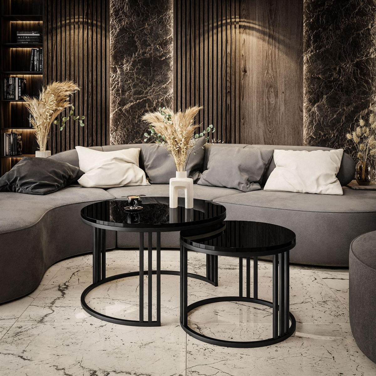 COUCHTISCH 2 in 1 LORI Hochglanz - Schwarz, Holzwerkstoff (70/70/48cm) - Lookway