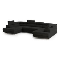 ROHOVÁ SEDAČKA RAGGIO černá - stříbrná/černá, kov/dřevo (336/202cm) - MASSENO