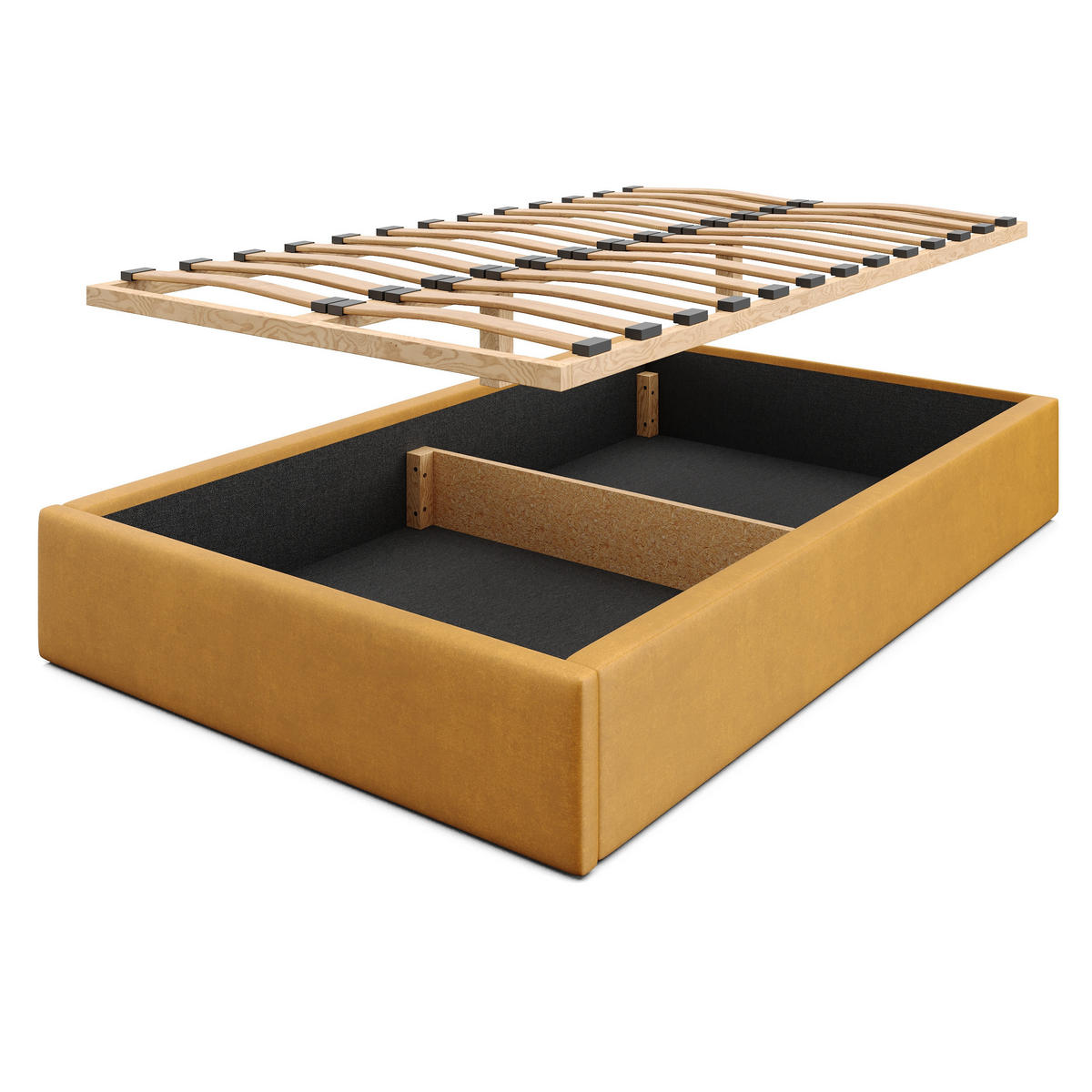POLSTERBETT 120x200cm Bett mit Stauraum Lattenrost Gelb - Gelb, Holz/Holzwerkstoff (120/200cm) - Muralo
