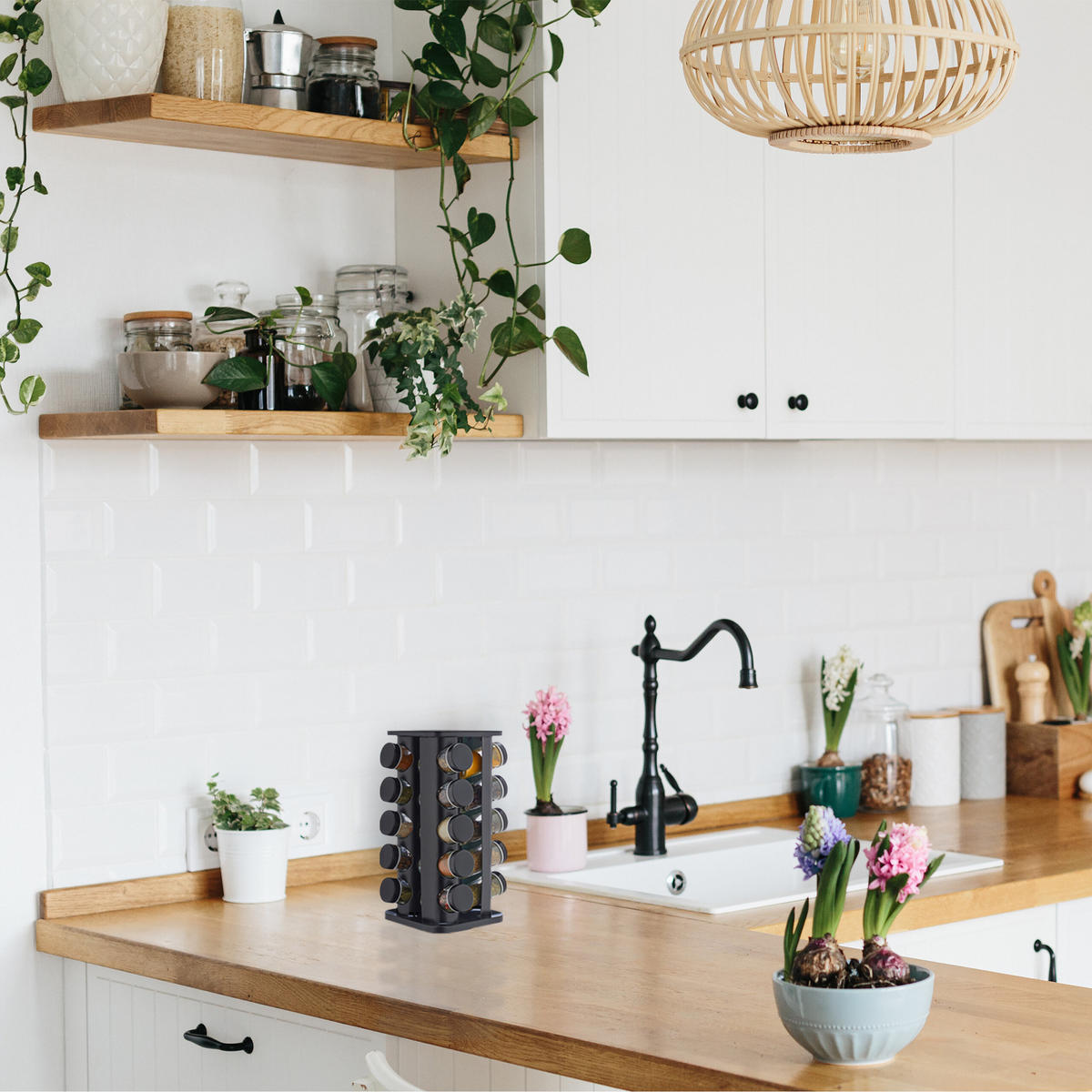 21-DIELNY stojan na korenie - viacfarebná, kov/sklo (20/33.5/20cm) - Relaxdays