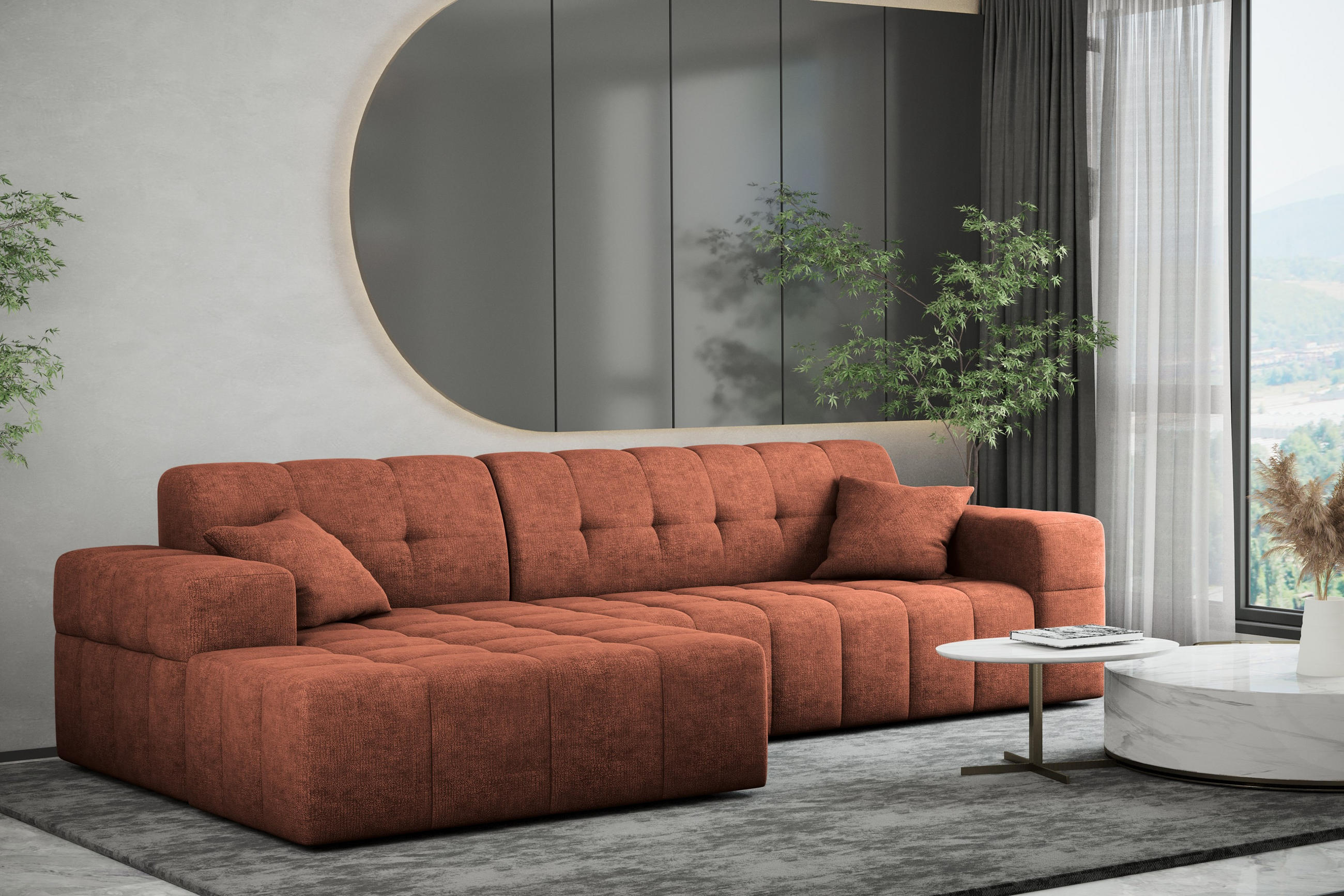 ECKSOFA NIMES Stoff Perfect Harmony Kupfer Links - Kupferfarben, Holz/Kunststoff (168/265cm) - Kaiser Möbel
