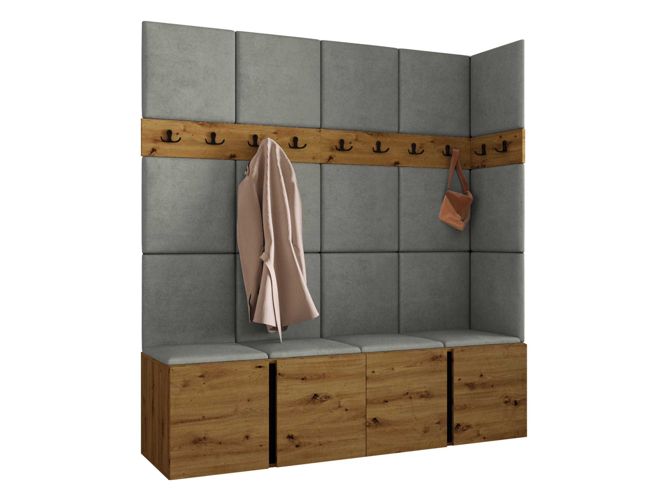 Mirjan24 Garderoben-Set Eiche Artisan, Grau 168x186x46 cm