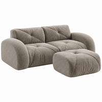 SOFA Modulares 2-Sitzer mit Hocker Chenille Braun - Braun, Kunststoff (171/204cm) - Meubliv