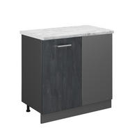 ECKUNTERSCHRANK R-Line Schwarz Beton 86 cm AP Marmor - Anthrazit/Schwarz, Holzwerkstoff (86/81.6/60cm) - Vicco