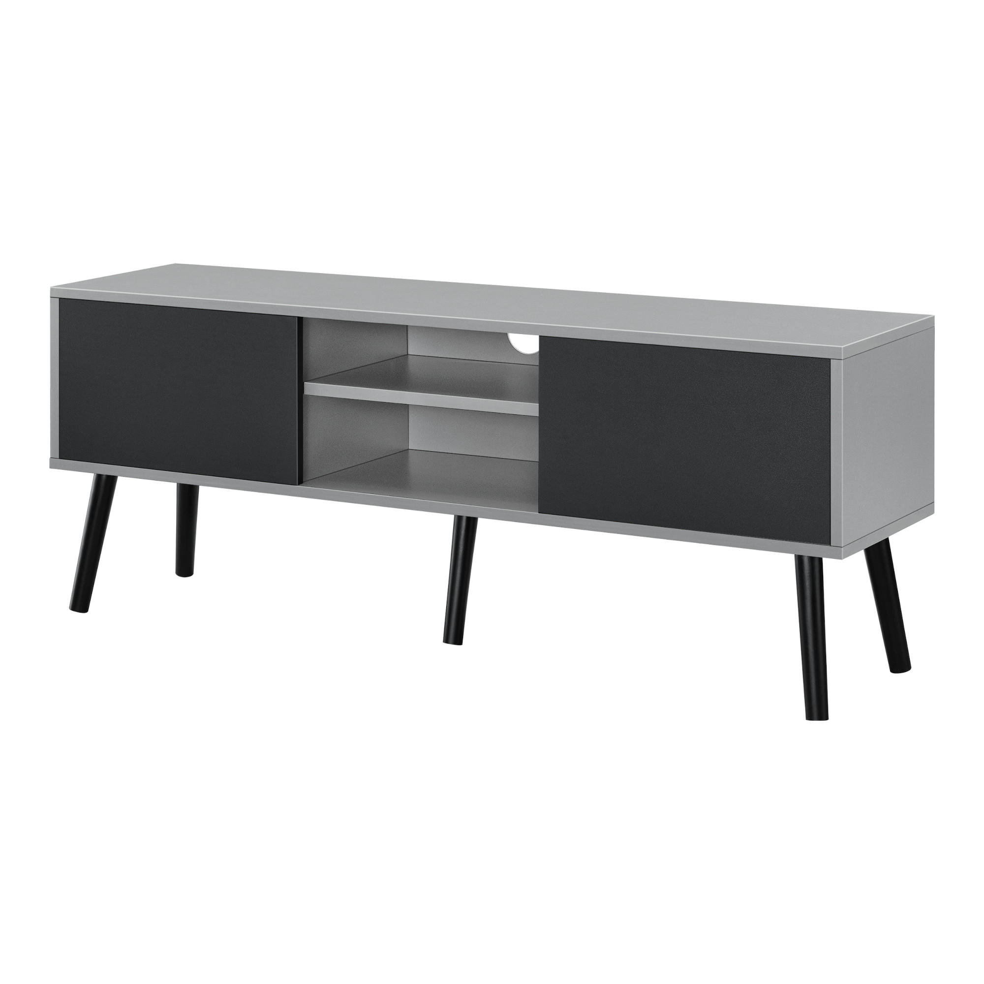 LOWBOARD Eskilstuna - Schwarz, Holz/Holzwerkstoff (120/46.5/29.5cm) - [en.casa]