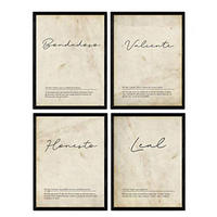 POSTER Set mit 4 Definitionen für meinen Partner Nordic Weißer Jungen A4 Schwarzer Rahmen - Schwarz, Papier (29.7/3cm) - Nacnic