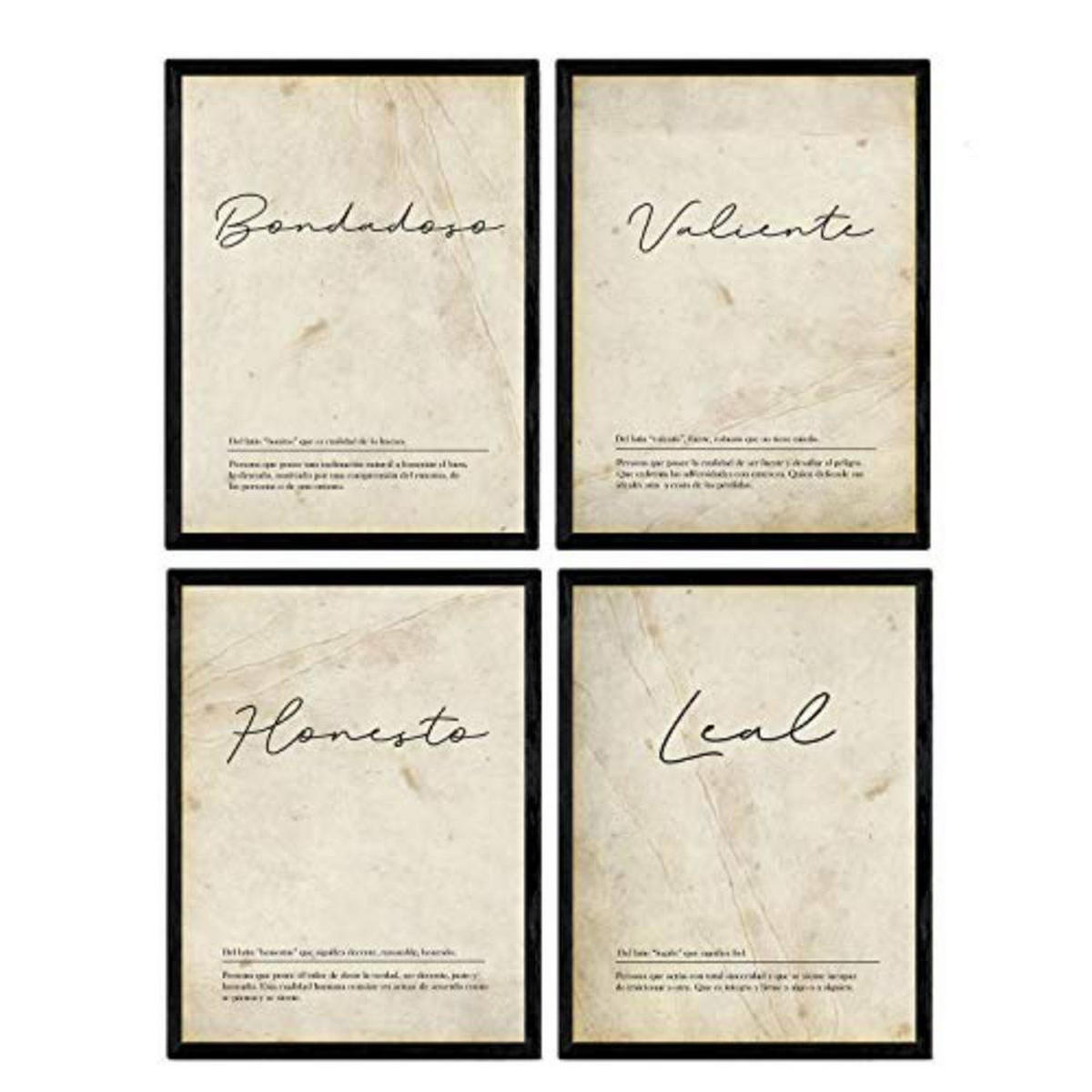 POSTER Set mit 4 Definitionen für meinen Partner Nordic Weißer Jungen A4 Schwarzer Rahmen - Schwarz, Papier (29.7/3cm) - Nacnic