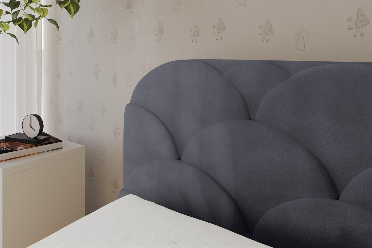 EINZELLBETT Jugendbett mit Bettkasten, Rechts - ELRY 100x200 Dunkelgrau - Titanfarben, Holzwerkstoff/Textil (100/200cm) - ALTDECOR