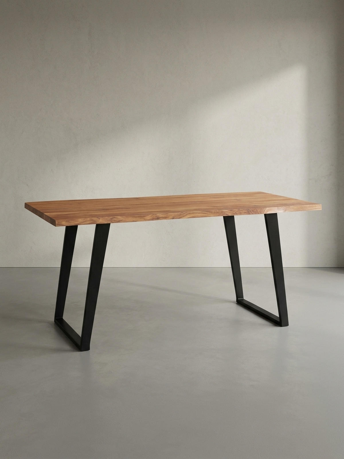 SCHREIBTISCH Massivholz Baumkante U-Gestell Handarbeit ATOLL, Goldbraun-Schwarz 200x100x76 cm - Schwarz/Braun, Holz/Metall (100/200/76cm) - KADIMA DESIGN
