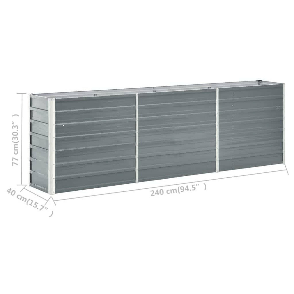 HOCHBEET für Garten OSKAR Grau 240x40x77 cm Metall - Grau, Metall (240/77/40cm) - DELUKE