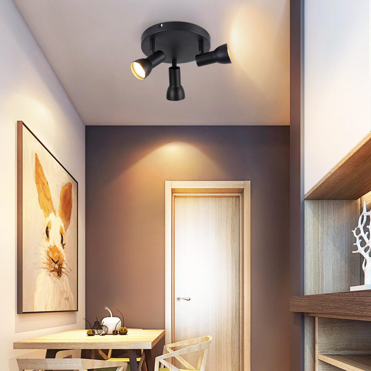 STRAHLER 3 Flammig-GU10 19*13.5*19 - Schwarz, Metall (19/19/13.5cm) - ZMH