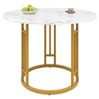 ESSTISCH rund, MDF mit Marmoroptik & Metallgestell, 80/80/76 cm, Weiß - Weiß, Holzwerkstoff (80/80/76cm) - Redom