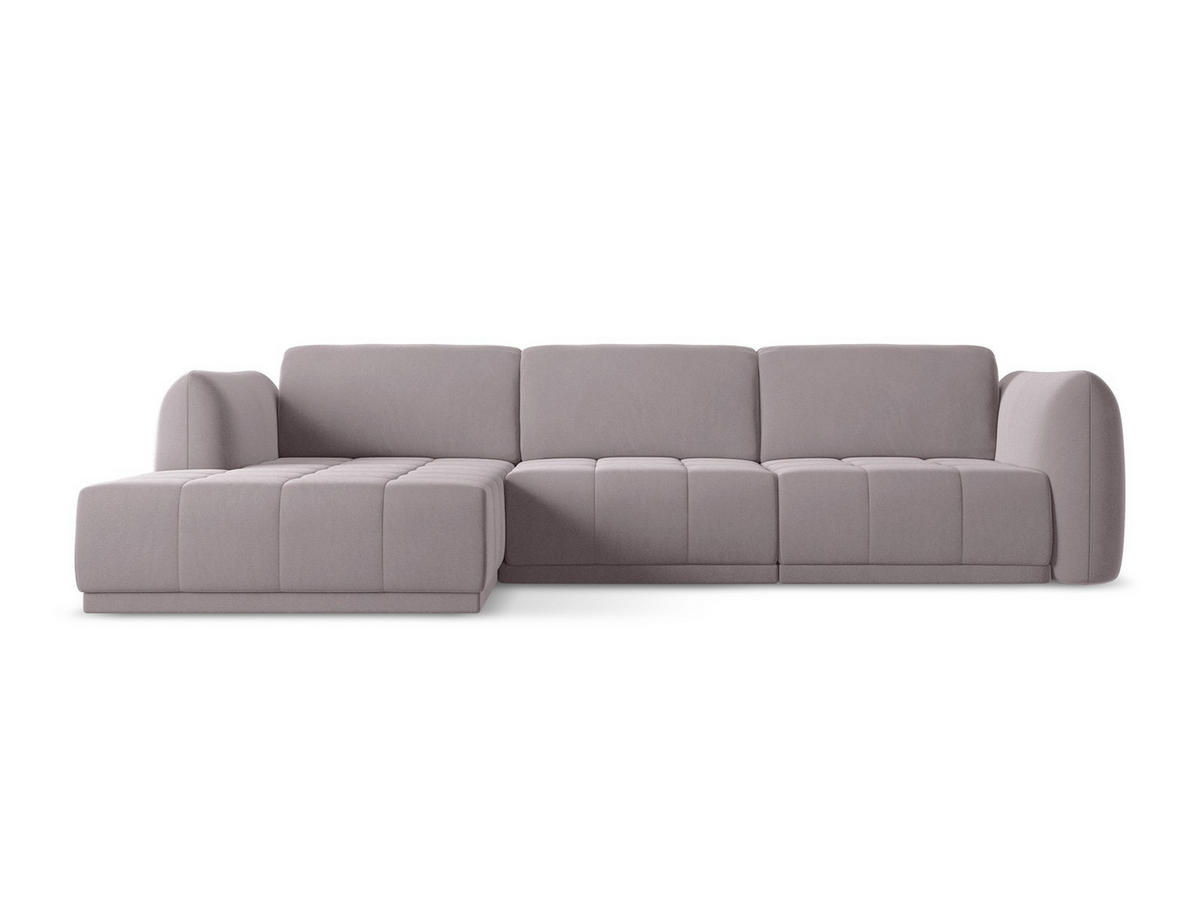 ECKSOFA Links Samt Stoff Violett - Lila/Flieder, Kunststoff/Textil (170/290cm) - Makamii