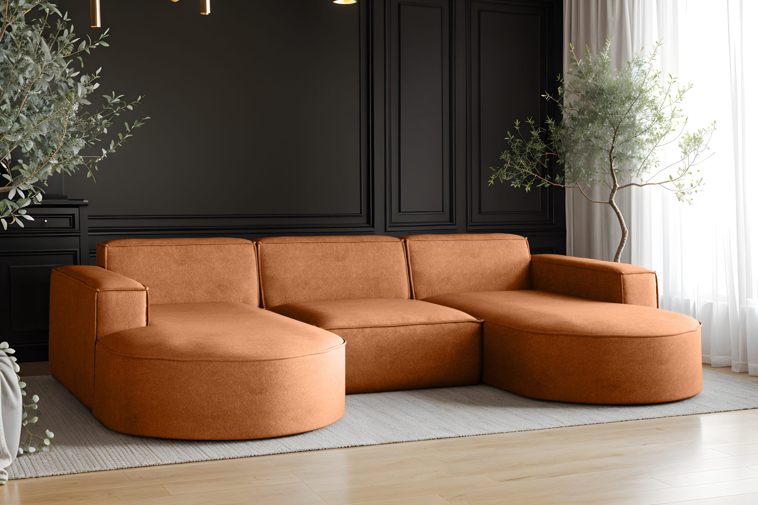 ECKSOFA U-Form Modena, Sofa Elegant und Moderne Stoff Salvador Braun - Braun, Holz/Textil (299/165cm) - Kaiser Möbel