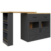 BARTISCH Ausziehbar 360° Drehbar Kücheninsel Schwarz - Schwarz, Holzwerkstoff (39/138/104cm) - FLIEKS