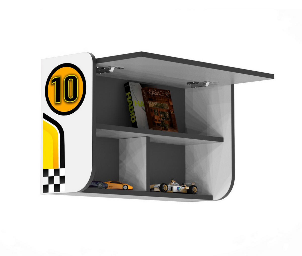 BÜCHERREGAL mit Klappe Wandregal für Kinderzimmer Weiß - Weiß, Holzwerkstoff (72/49/26cm) - Aileenstore