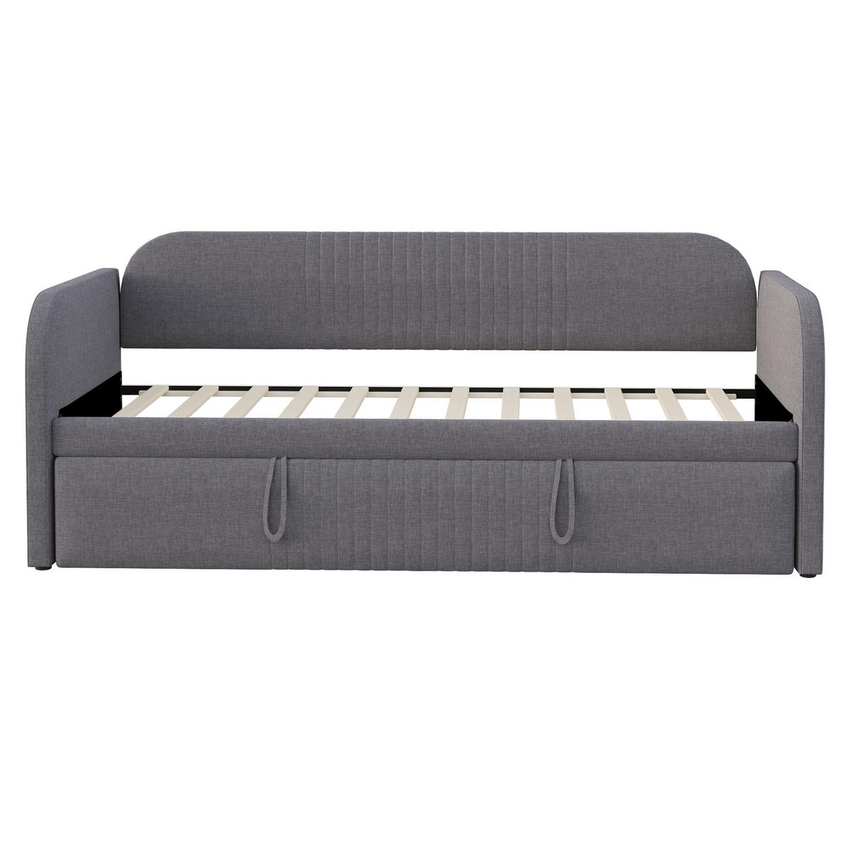 POLSTERBETT 90/180x190 Leinen Lattenrost Streifen Grau - Grau, Holzwerkstoff - FLIEKS