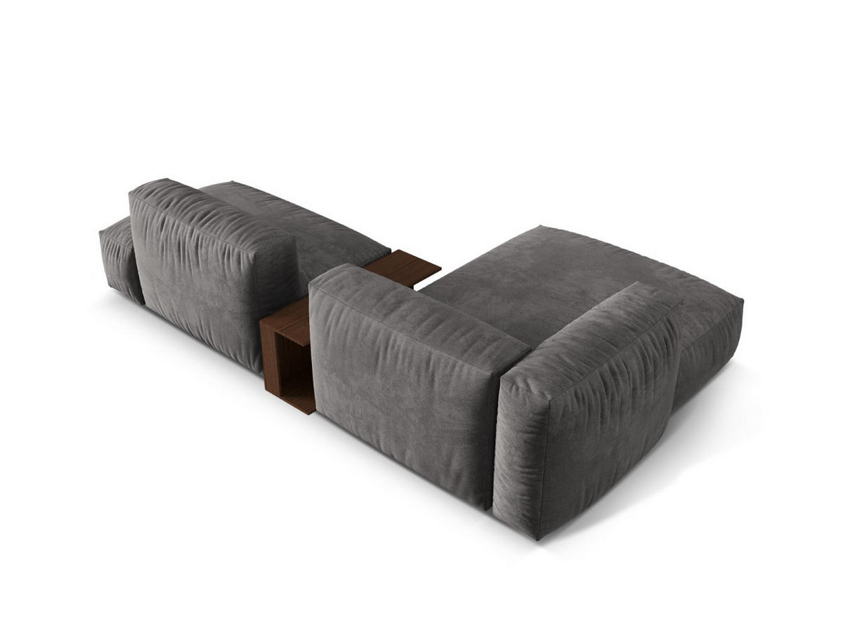 ECKSOFA modular links Martina aus Samt grau 2 Sitzplätze - Grau, Textil (176/285cm) - Micadoni