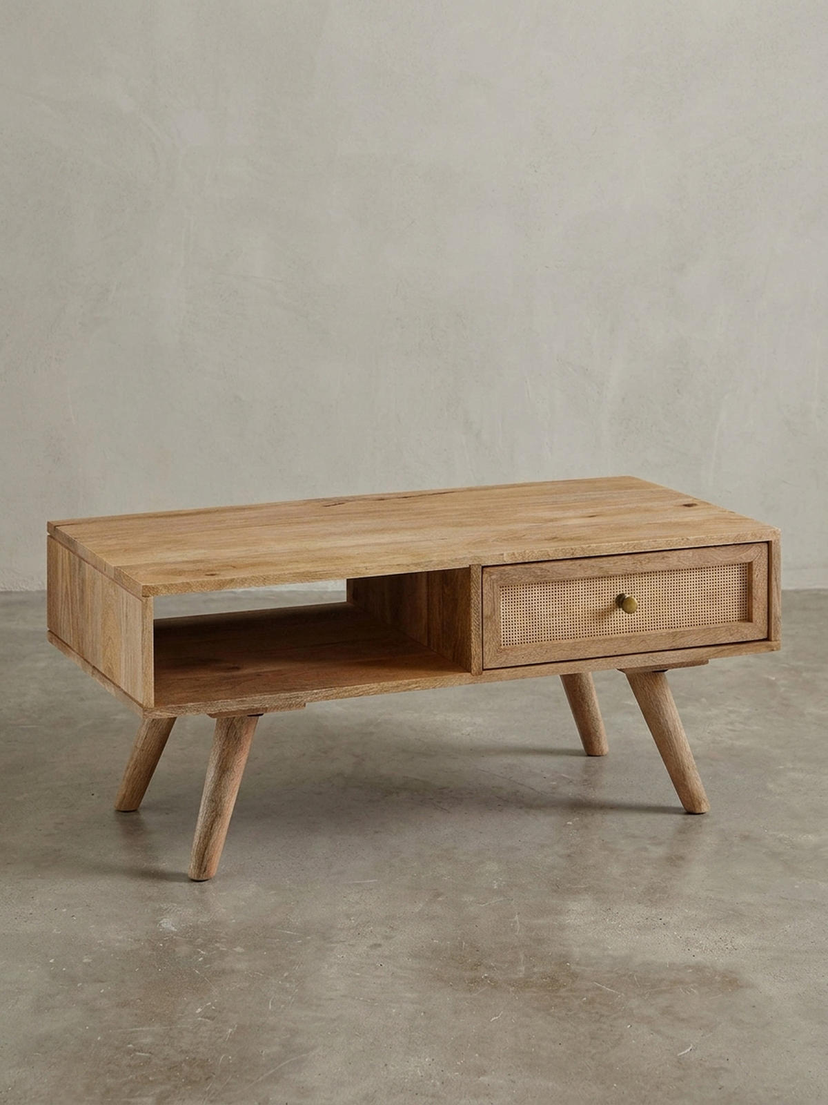 COUCHTISCH Mango-Holz Massiv mit Ablagefläche - Beige/Braun, Holz/Metall (45/90/40cm) - KADIMA DESIGN