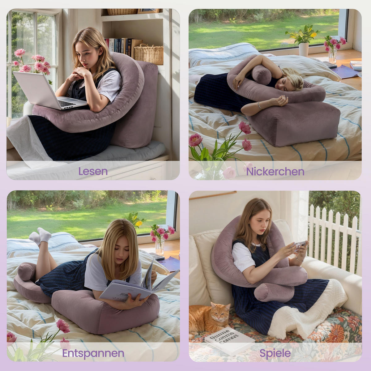 STÜTZKISSEN Lila - Lila, Textil (70/36cm) - Vercart