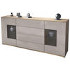 SIDEBOARD Grömitz Sandgrau Hochglanz - Sandfarben, Holzwerkstoff (166.5/75.5/35cm) - Vladon