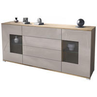 SIDEBOARD Grömitz Sandgrau Hochglanz - Sandfarben, Holzwerkstoff (166.5/75.5/35cm) - Vladon