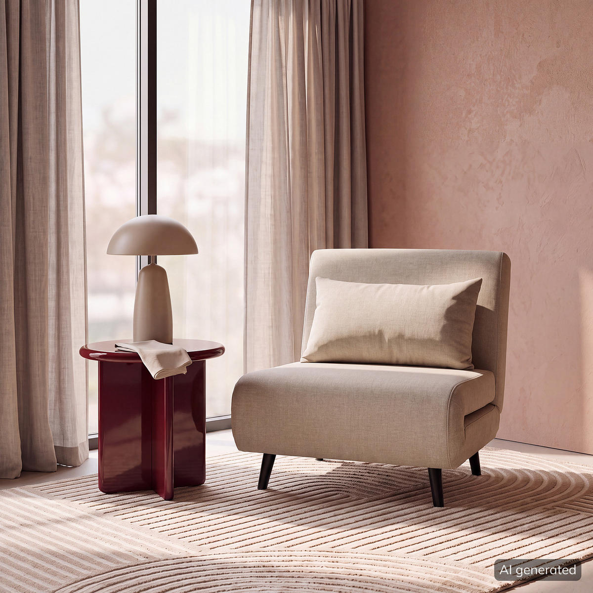 SCHLAFSESSEL - Textil / Teilmassivholz - Schwarz/Cappuccino, Holz/Buchenholz (77/81/90cm) - home24