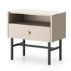 NACHTTISCH Dinley 1S Beige 54,8/52/39 cm – mit schwarzen Beinen im minimalistischen Design - Beige/Schwarz, Holzwerkstoff/Metall (54.8/52/39cm) - AX Living