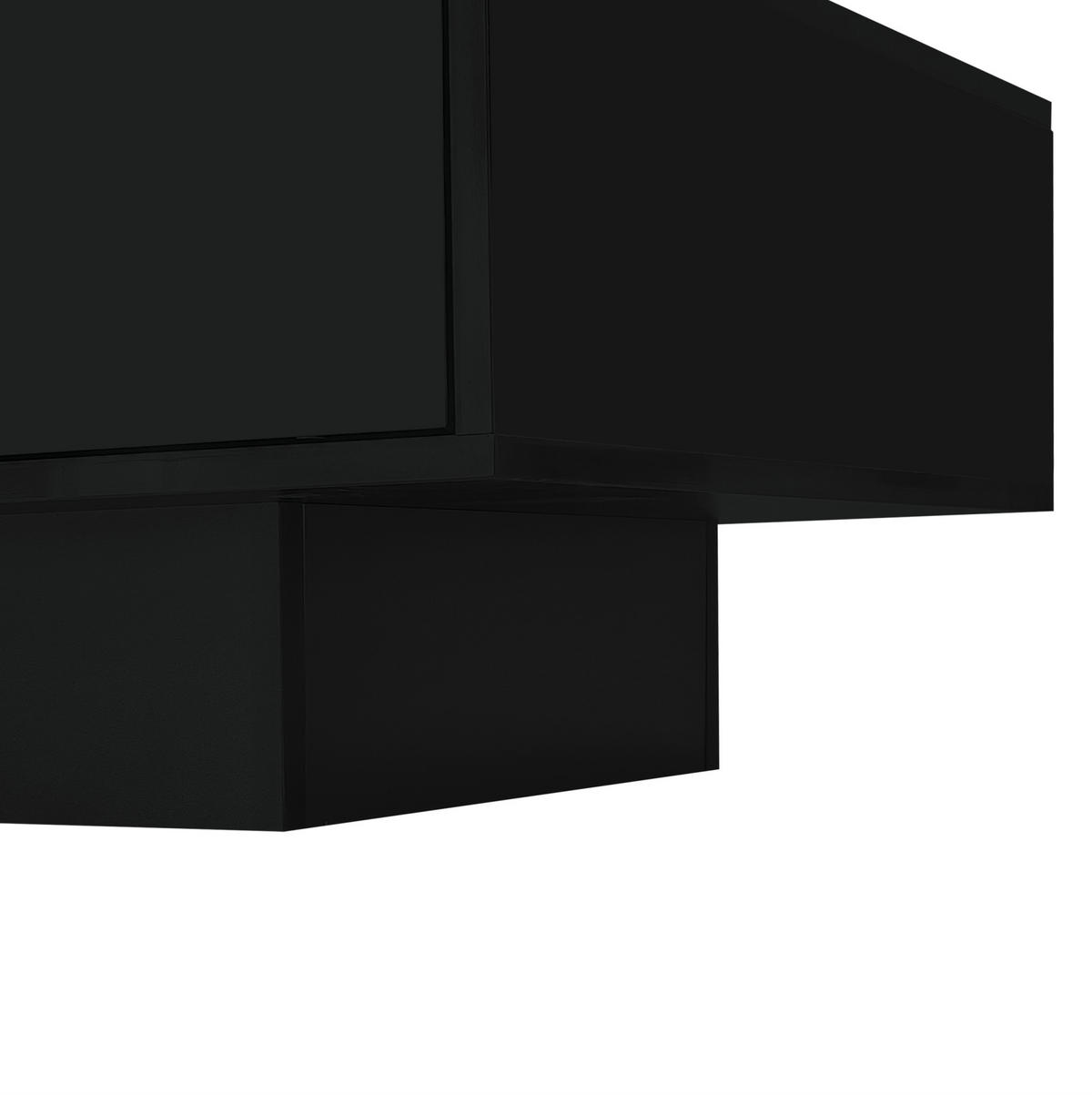 COUCHTISCH aus Spanplatte 115x55x34 cm Schwarz mit 2 Schubladen, LED-Beleuchtung und Hochglanzoptik - Schwarz, Holzwerkstoff (115/55/34cm) - Modfu