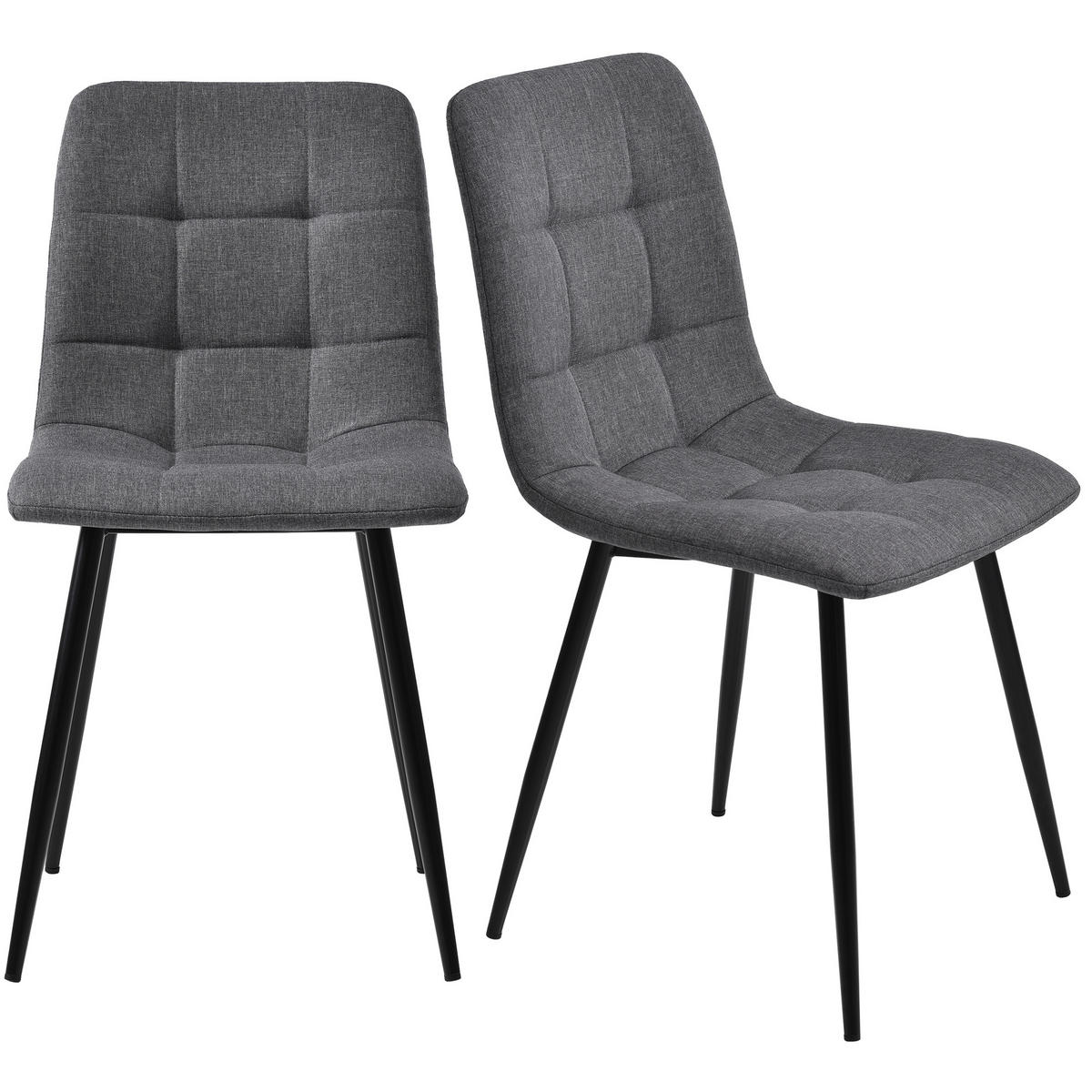 STUHLSET 4er-Set mit Metallbeinen, ergonomisch gepolsterter Ess- und Küchenstuhl für Wohnzimmer, grau - Grau, Textil (46/86/44cm) - Luhomfu