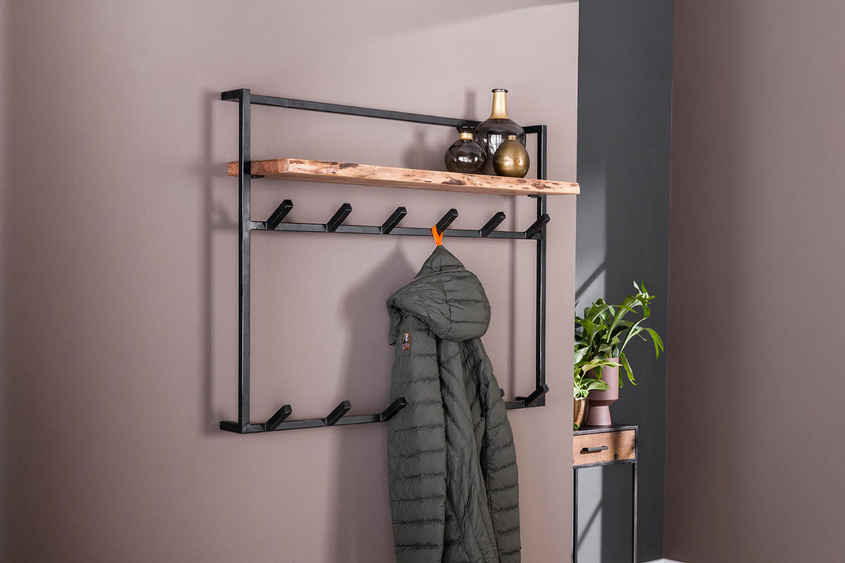 GARDEROBE RAICA Schwarz Akazie - Schwarz, Metall (100/80/30cm) - KAWOLA