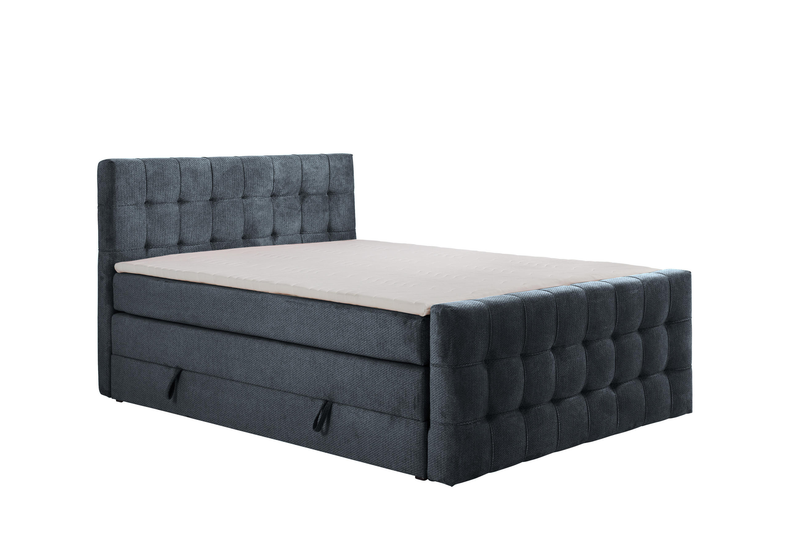 BOXSPRINGBETT IMPERIAL mit Topper und Bettkasten, Anthrazit, 200x200 cm - Anthrazit, Textil (200/200cm) - KS Home Concept