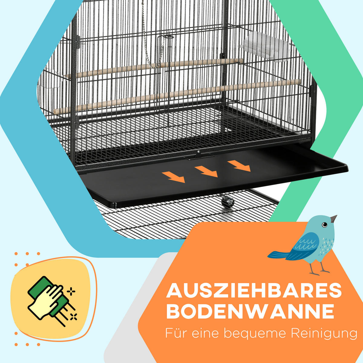 VOGELKÄFIG DE-10975 Grau - Grau, Metall (57/153/94cm) - ComfortXL