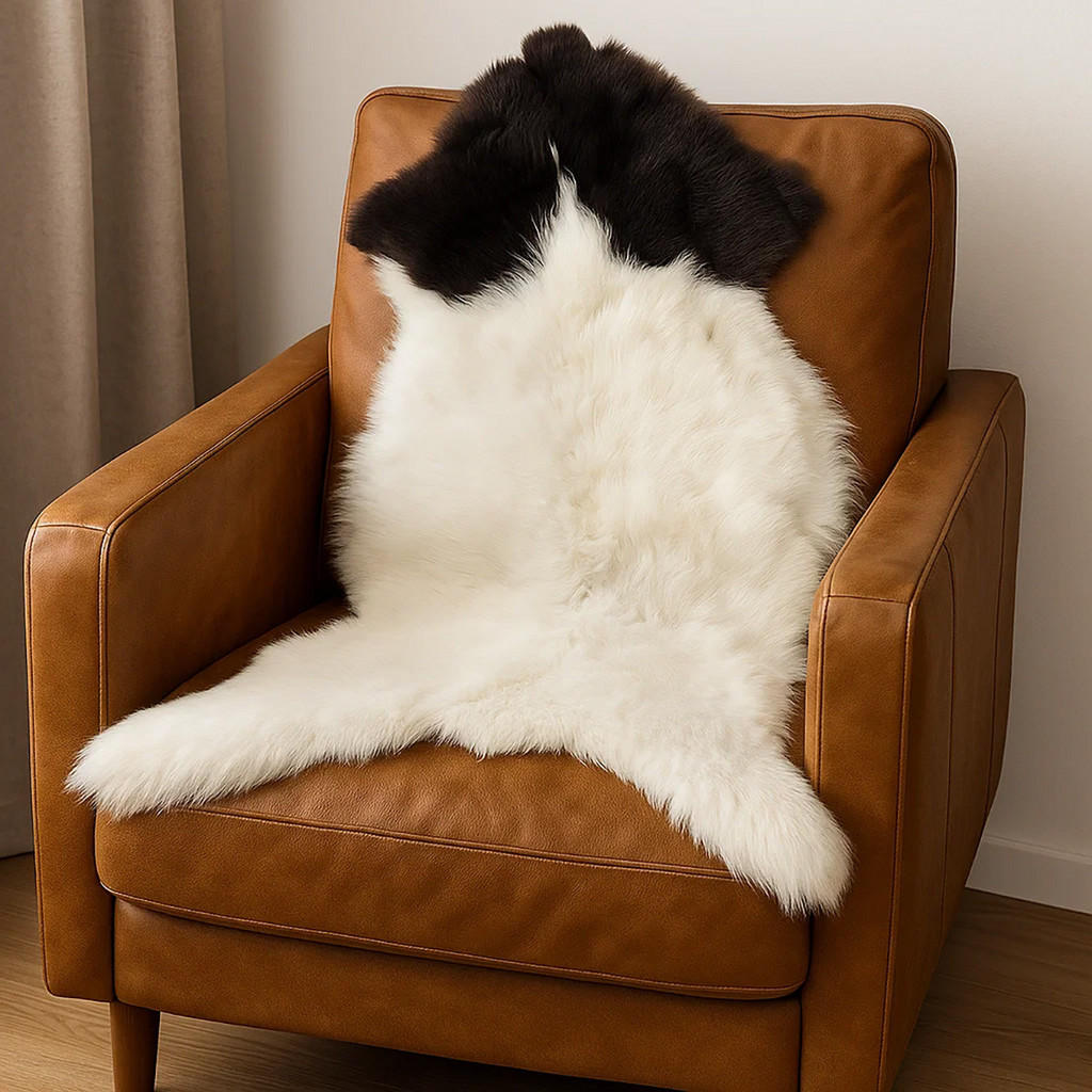 Thumbnail - Provellus Schaffell, Weiß, Braun, Fell, 50x90 cm, Teppiche & Böden, Teppiche, Fellteppiche