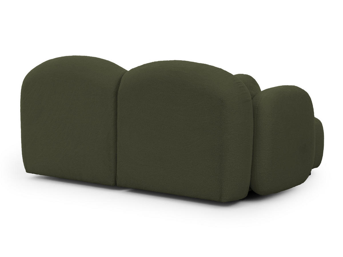 ECKSOFA Nuvola mit abgerundetem Design Grün Bouclé-Stoff - Ottomane Links - Schwarz/Grün, Holz/Kunststoff (190/146cm) - S-Style Möbel