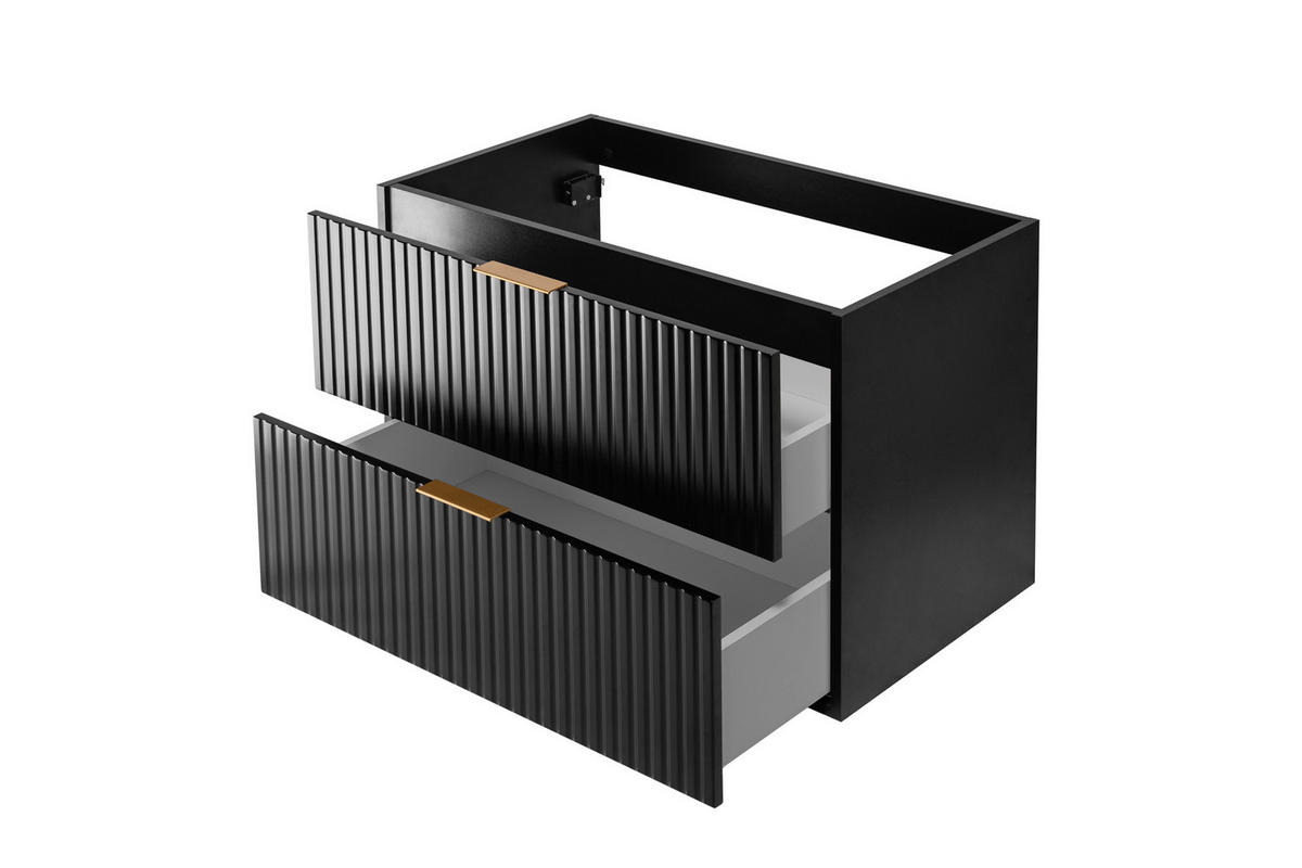 WASCHBECKUNTERSCHRANK FLOW Schwarz matt 80/57/46 cm - Schwarz, Holzwerkstoff (80/57/46cm) - Rodan